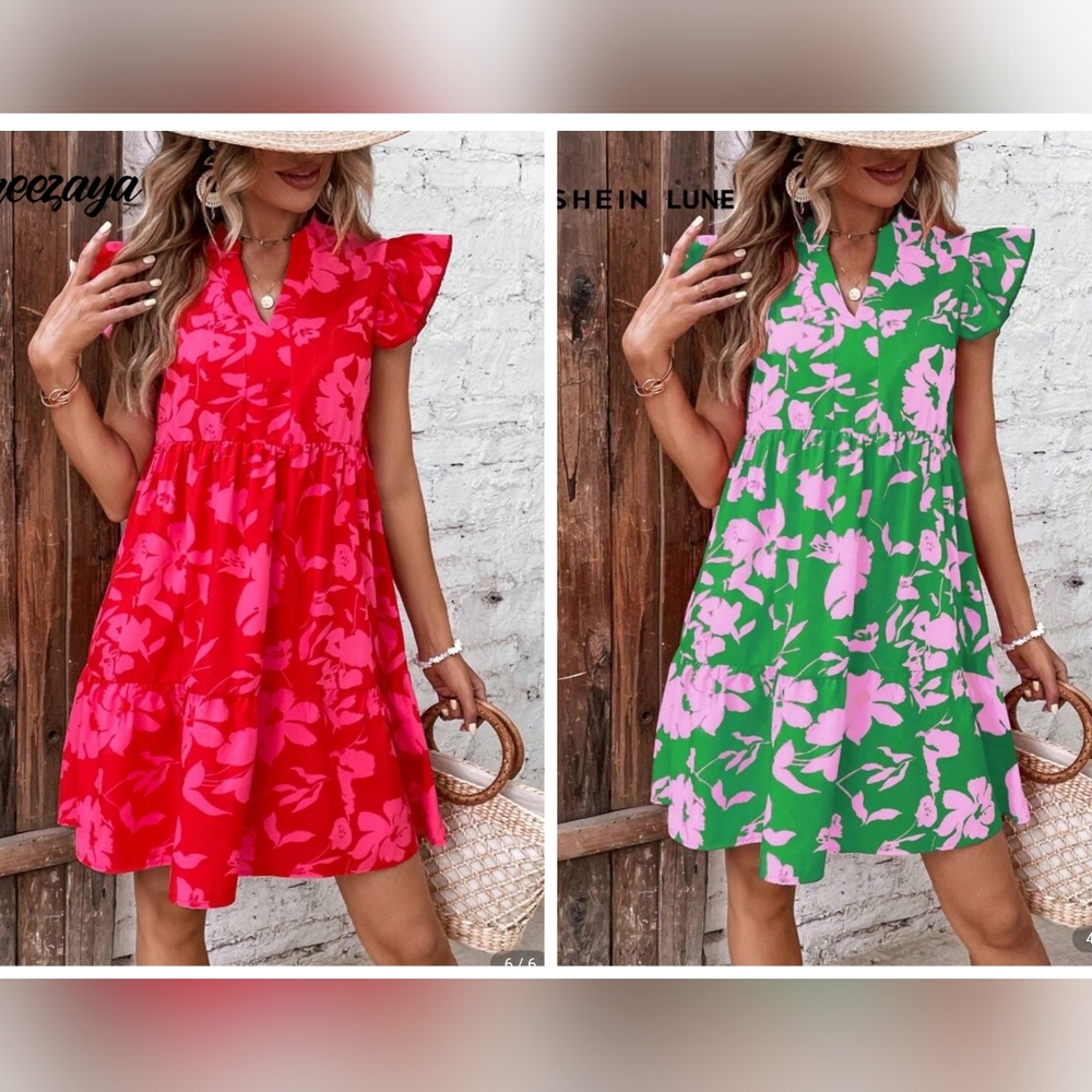 SHEIN Red Floral Mini Dress (2)